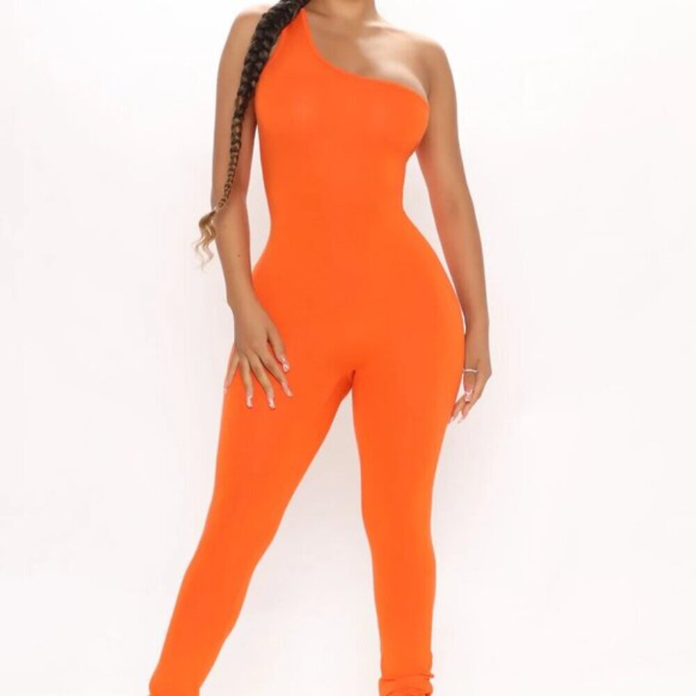 NEW One Shoulder Jumpsuit - Orange